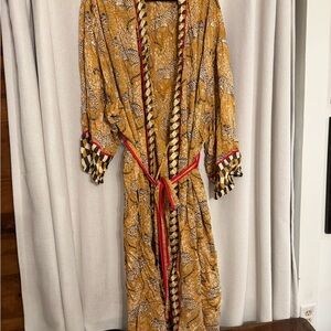 Printfresh  bagheera Print Kimono in Mustard and Black 3x/4x